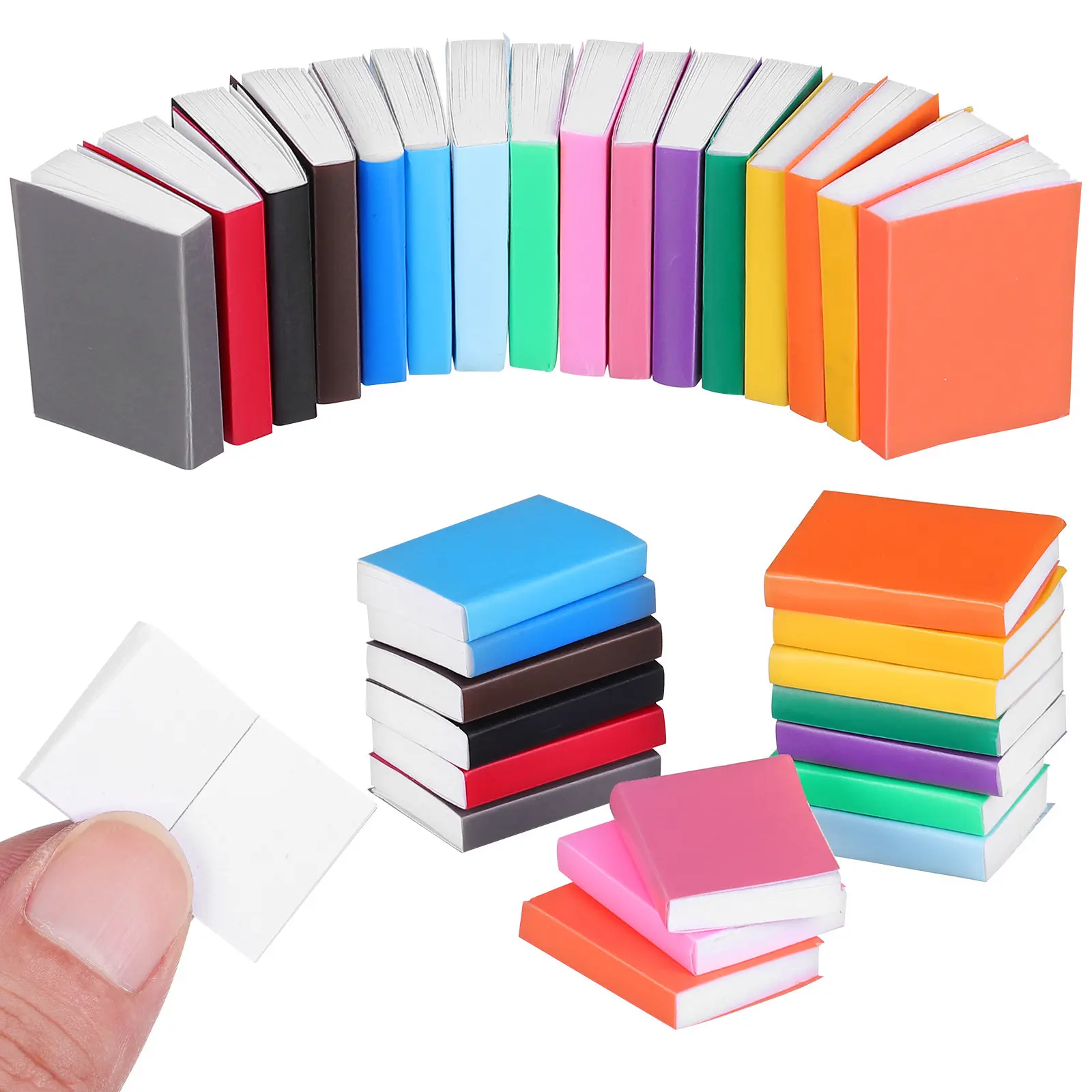 32Pcs Miniature Dollhouse Books Colorful Blank Pages Tiny Realistic Decor for Reading Room Bedroom Library Miniature Bookshelf