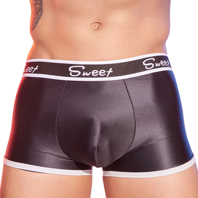 Satin Glossy Spandex Shorts for men Extra Short Biker Shorts Shiny Fitness Clothes Sexy Glitter Running Gym sexy underwear men