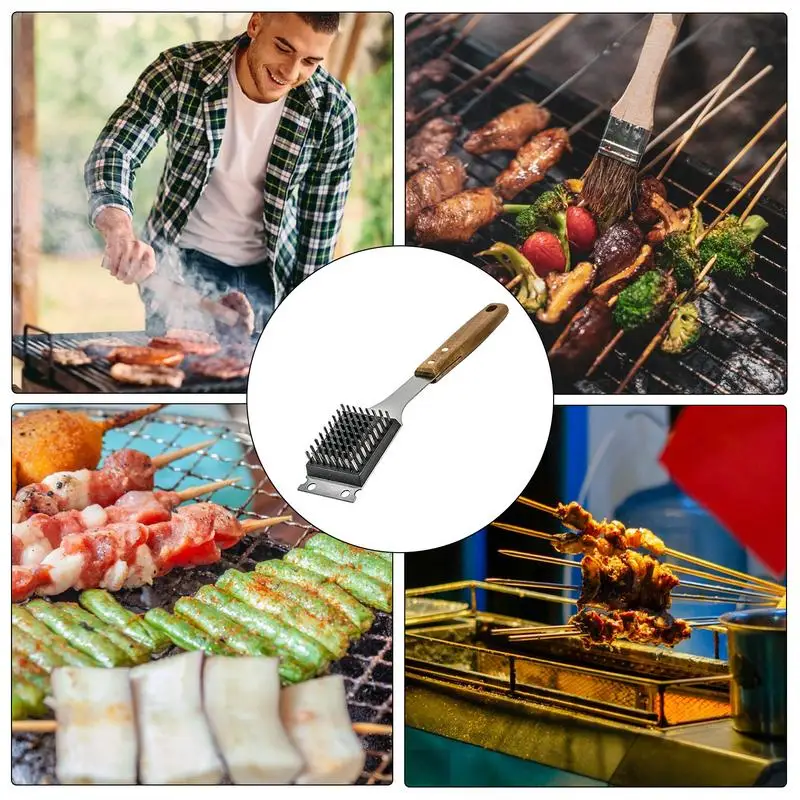 Stainless Steel BBQ Cleaner Brush BBQ Grill Cleaning Brush And Scraper Stainless Steel BBQ Cleaner Brush Barbecu Triple Scrubber