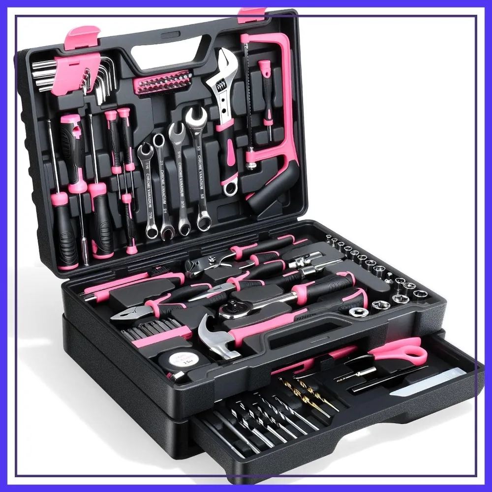 

412-Piece Home Repair Tool Set, Double-Decker Toolbox with Drawers, Storage Organizer for Men Women DIY