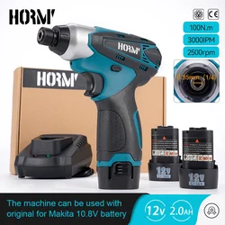 Hormy-Tournevis électrique sans fil, perceuse à percussion aste, perceuse de charge, outil électrique pour déterminer, batterie Makita 12V, 100N.m