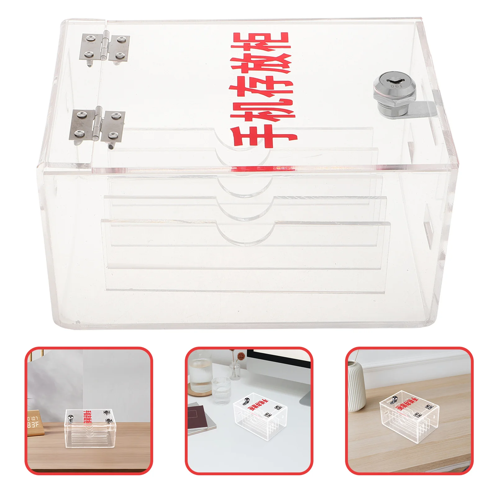 

Large Capacity Lockable Cellphone Storage Box Acrylic Transparent Mobile Phone Locker Box Organizer Secure Storage for Home