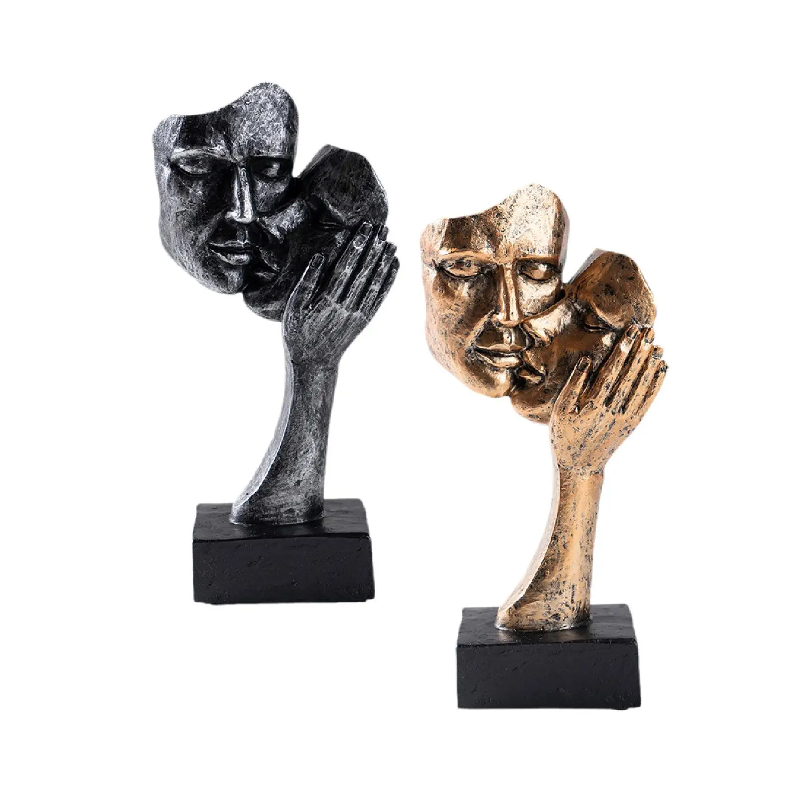 Abstract Art Couple Sculpture Couples Kiss Sculpture Collection Modern Love Figurine for Fireplace TV Cabinet Birthday Gift