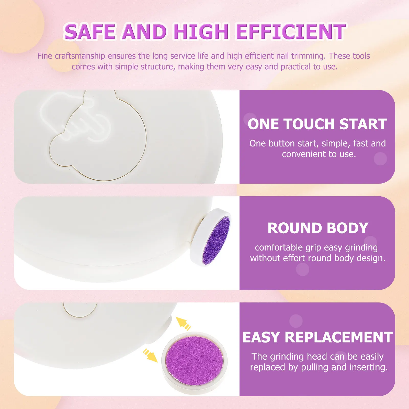 

1 комплект электрических триммеров для ногтей: легкий портативный набор для ухода за ногтями, сменные насадки, безопасный полировочный набор для педикюра