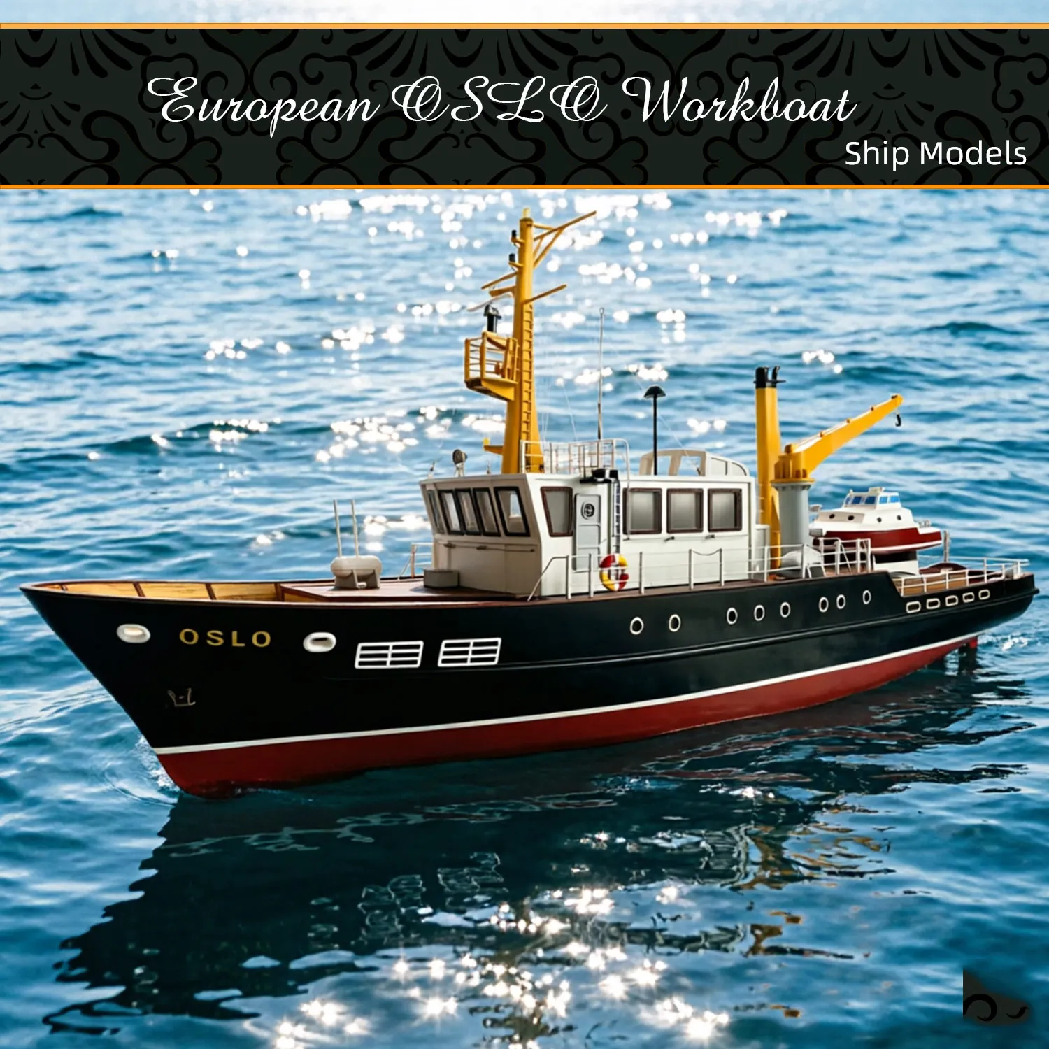 1:25 Scale RC OSLO Workboat 2.4G 6CH Offshore Vessel Fiberglass Hull Wooden Deck With Crane Rescue Boat For Water Sailing Hobby