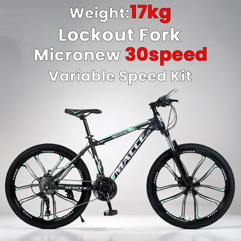 

24/26inch High carbon steel frame Mountain bike 24/27speed off-road Bicycle Double disc brake variable speed Lockout Fork aldult