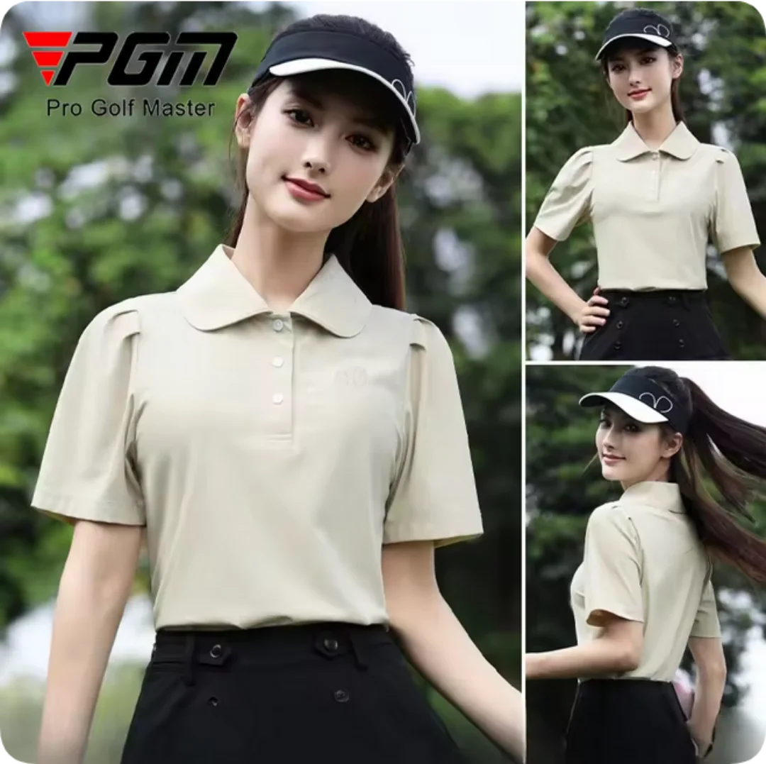 

Женские рубашки-поло с короткими рукавами PGM YF883 для гольфа, весенне-летняя дышащая теннисная футболка, одежда