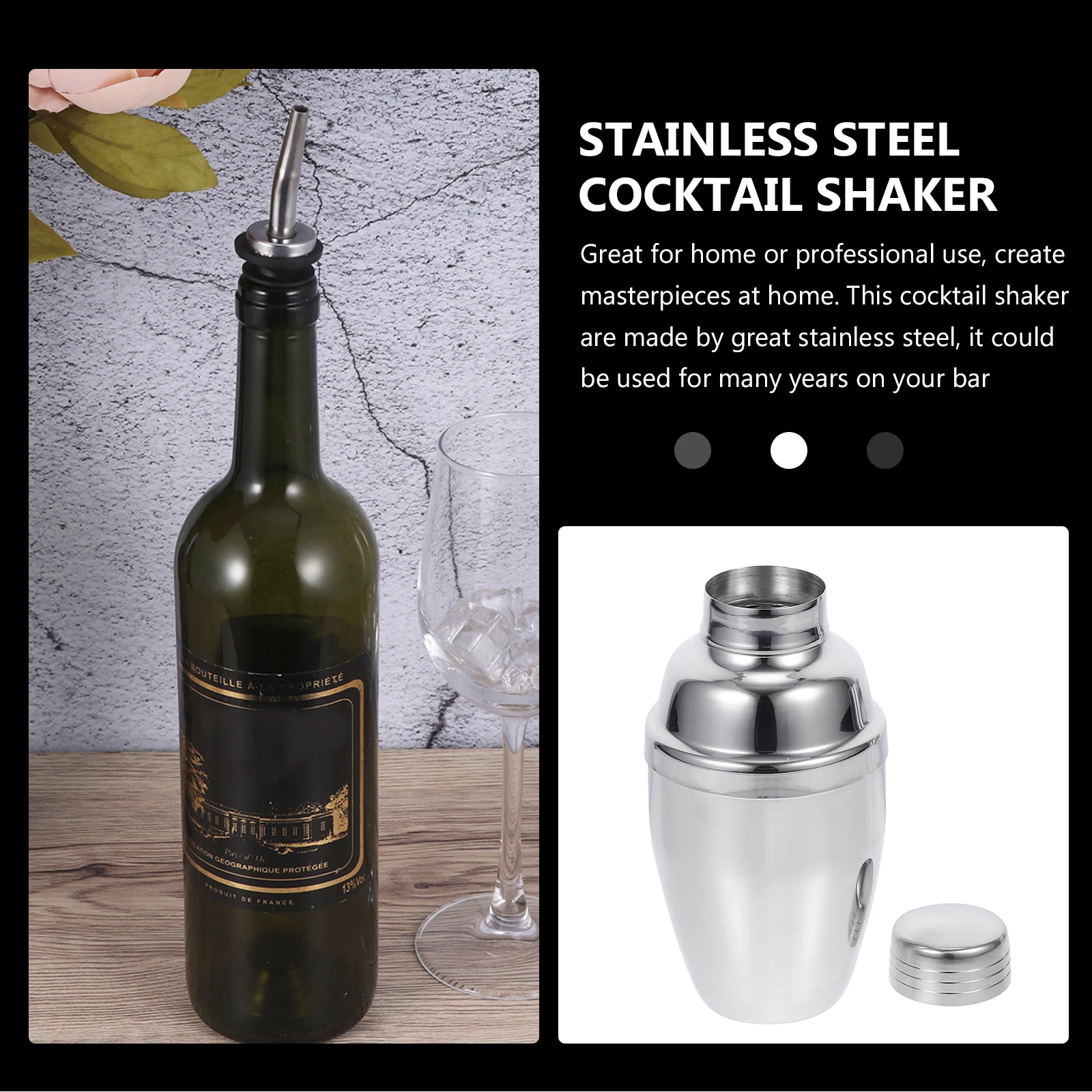 

1Pcs Stainless Steel Cocktail Shaker Practical Bar Tool for Ktv Home Party Drink Mixer Stainless Steel Cocktail Shaker