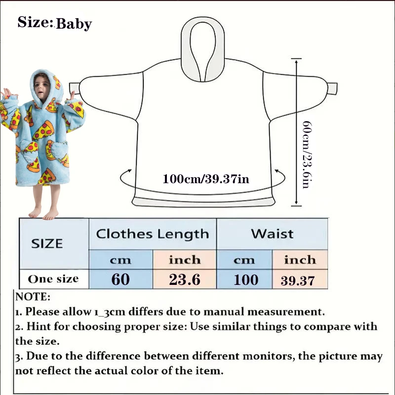 Unisex Winter Clothes for Children Homewear Thick Warm Hoodies Baby Kids Flannel Sweatshirts Long Blankets with Sleeves Boy Girl