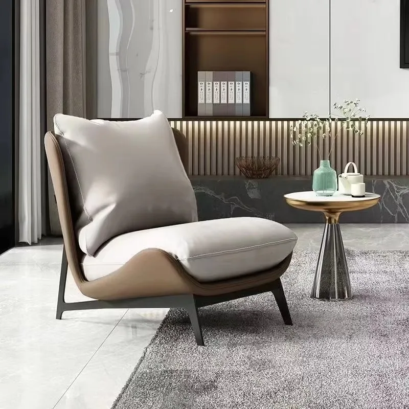 Nordic Influencer Style Single Sofa Chair Modern Minimalist Design Casual Cat Scratch Leather High-Resilience Home Office Hotel