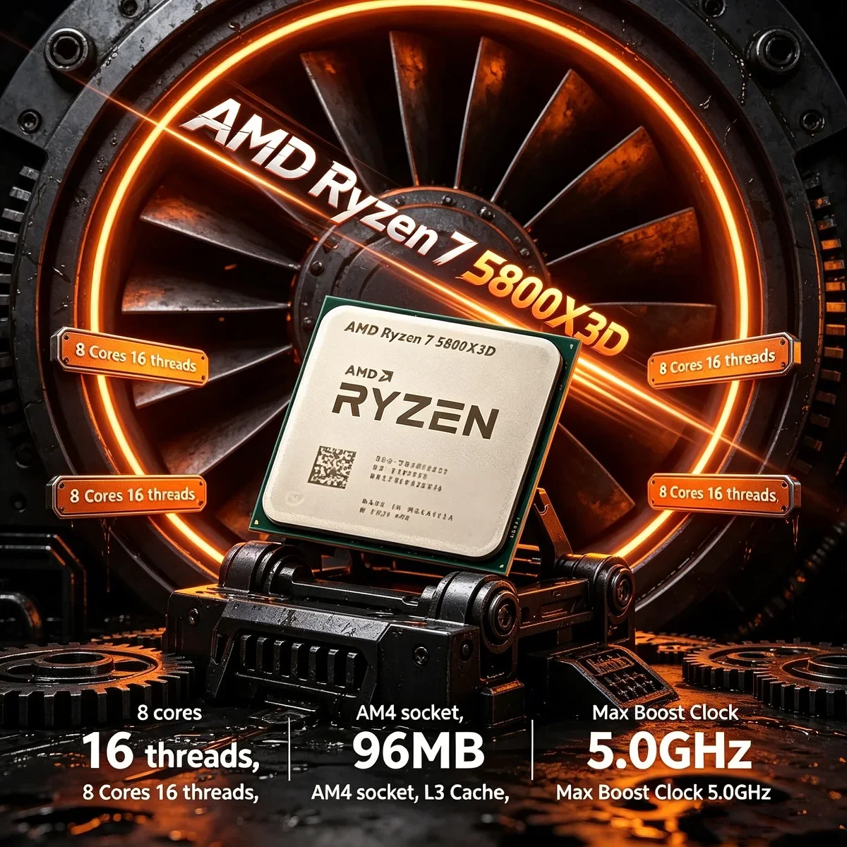 

AMD R7 5800X3D Ryzen 7 Gaming Processor New Ryzen 5000 Series 3.4 GHz 8-Core 16-Thread CPU Processor DDR4 96 MB 105W 7nm