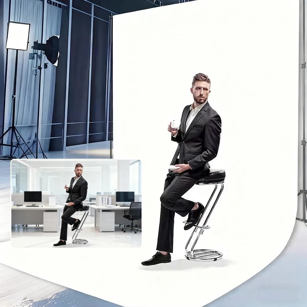 خلفية تصوير بلون خالص أبيض وأسود وأخضر من ألياف البوليستر لتصوير منتجات الصورة ديكور البث المباشر