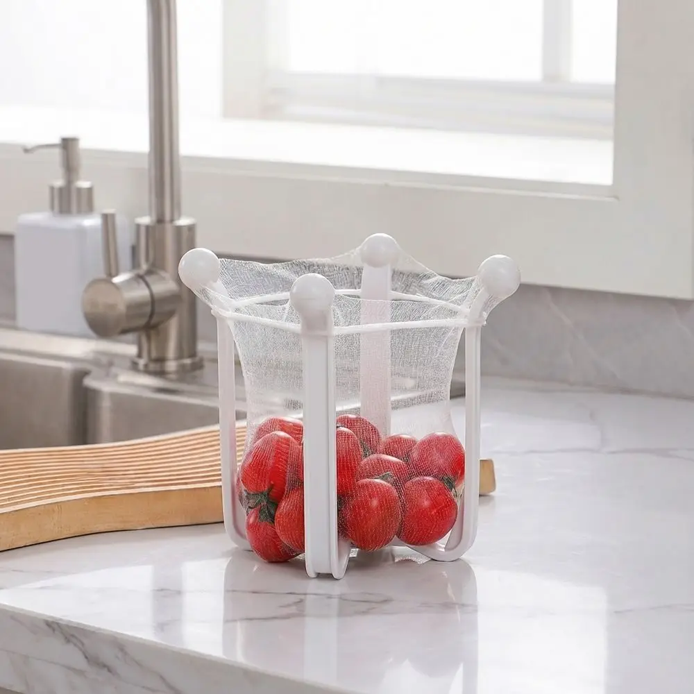 Durable Folding Kitchen Sink Strainer Anti Clogging with Mesh Bags Sink Drain Rack Plastic Garbage Storage Rack Fruit Storage