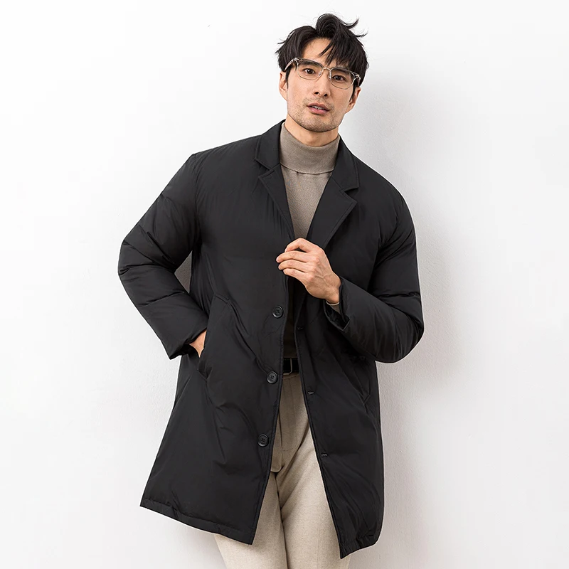 

Новая зимняя мужская легкая повседневная утепленная куртка из белого пуха средней длины для бизнеса и отдыха