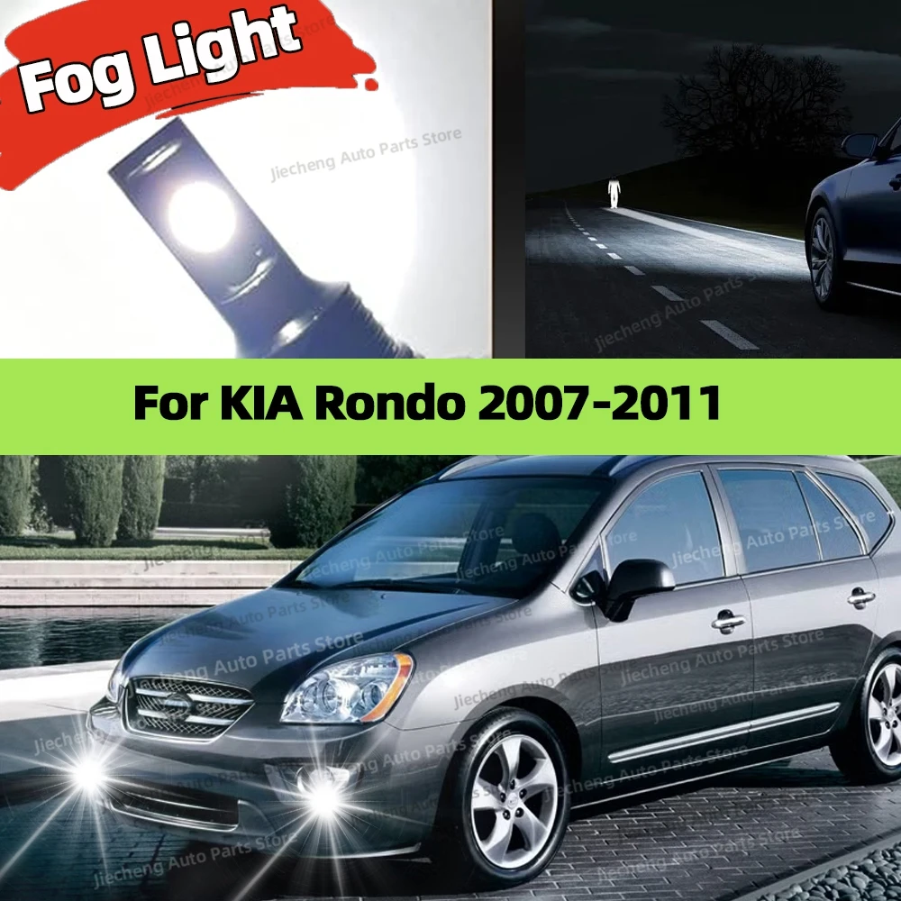

2Pcs 12V 6000K Front Fog Light LED Bulb Accessories Lamp For KIA Rondo 2007 2008 2009 2010 2011 Plug and Play Anti-Glare
