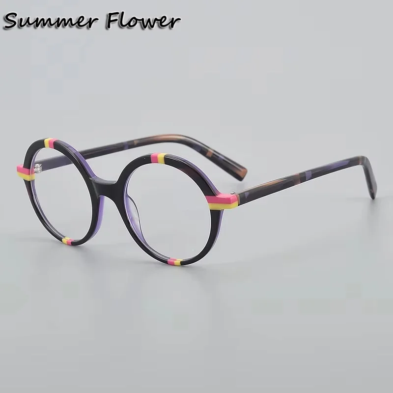 

Prescription Glasses Round Women Acetate Eyeglasses Frames Fashion Eyewear for Optical Recipe Myopia Lenses Spectacles
