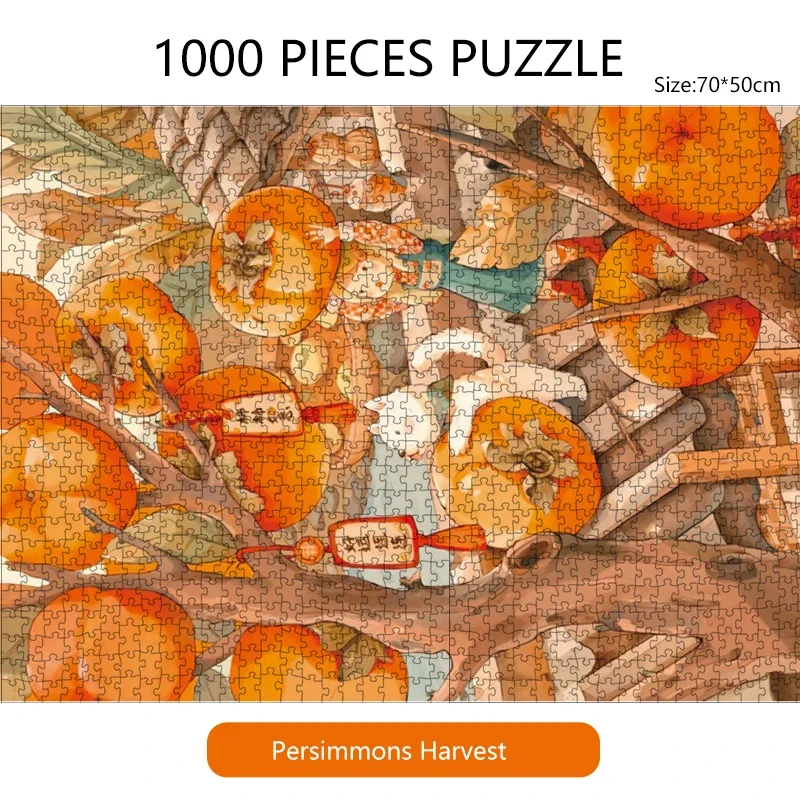 70*50cm Adult Paper Jigsaw Puzzle 1000 Pieces Persimmons Harvest Stress Relief Entertainment Toys High Quality Christmas Gift