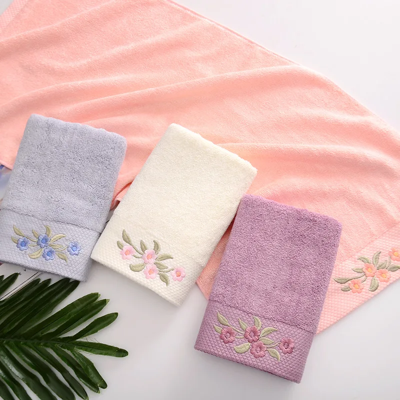 1/4/6PCS 100% Cotton Flower Embroidered Towels Set 34x74cm Quick-Dry Thick Soft Hotel Bath Towels for Adults Face Towels Gift