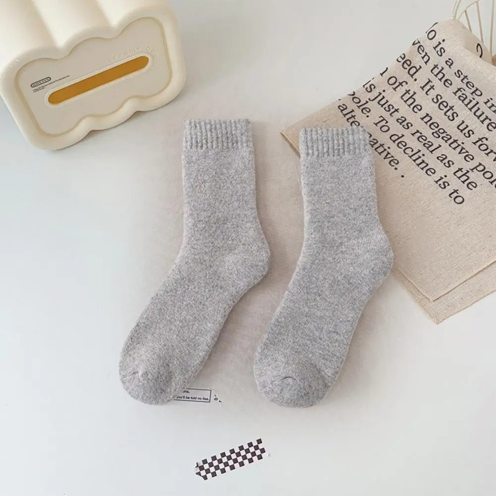 

Fleece-lined Socks Cozy Winter Socks with Plush Knitted Design Ankle Protection Anti-slip Elastic for Resistance Thermal Comfort