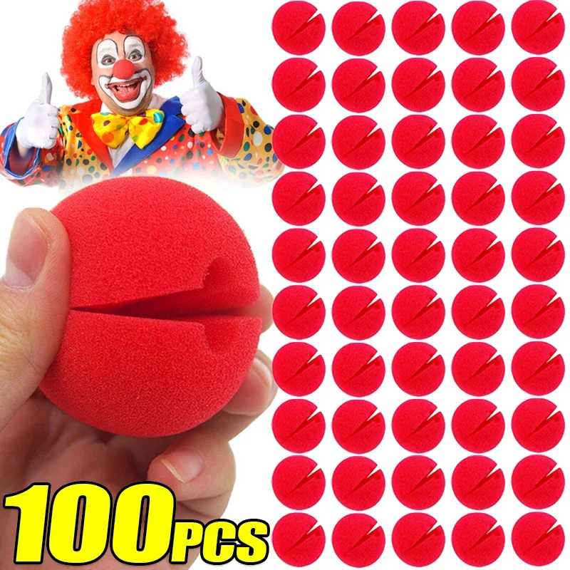 10-100pcs Red Clown Noses Foam Sponge Noses Circus Magic Props For Christmas Halloween Comic Costume Party Adults Kid Decoration