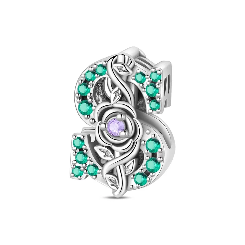 

New 925 Sterling Silver Romantic Rose Dollar Charms Beads For Women Fit Original Bracelet DIY Birthday Party Jewelry Gifts