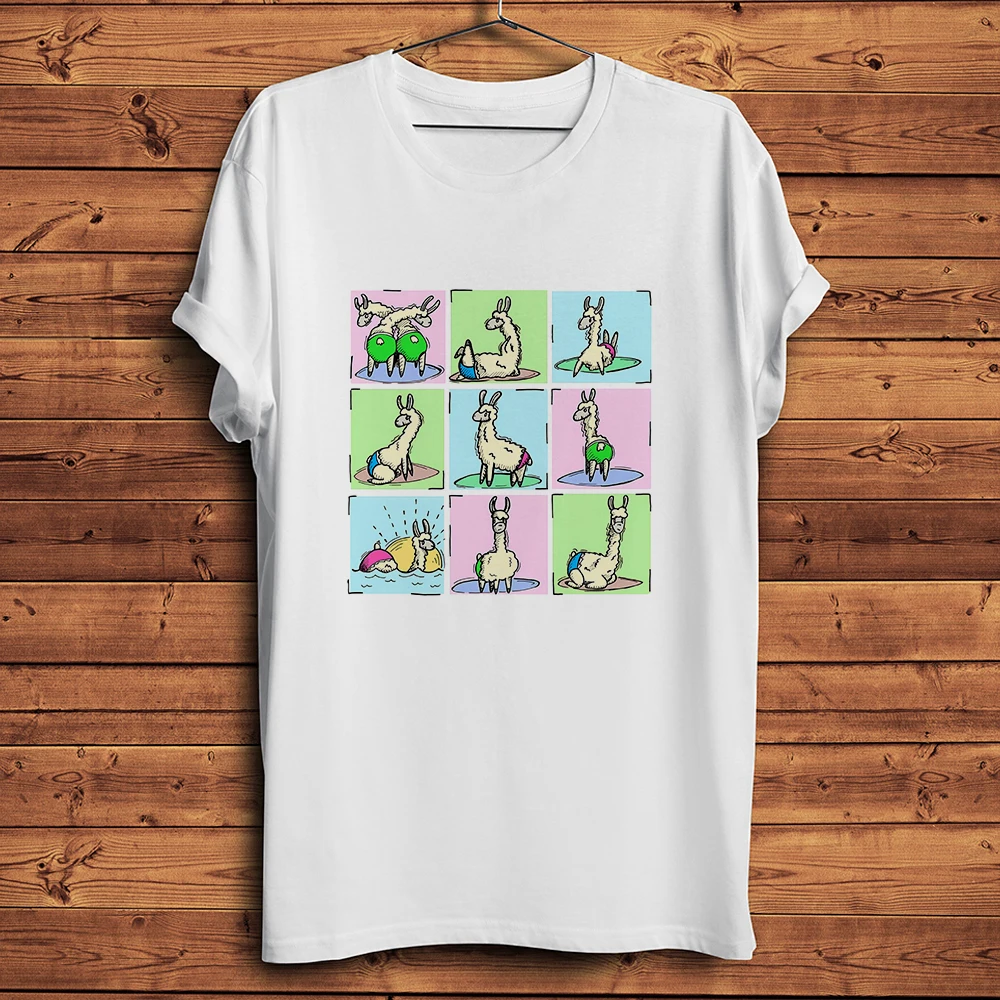 Amusing Llama Yoga Asana,Funny T-shirt Homme,daily Casual Short Sleeve TShirt Unisex Tee,No-cracking Breathable Printing