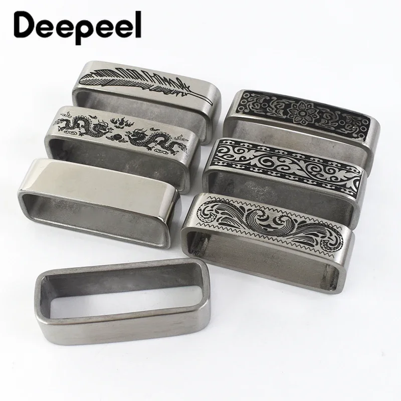 Deepeel 40mm cinto loop metal escovado sólido pulseira de aço inoxidável 3.7-3.9cm cintos diy couro artesanato ferragem jeans acessórios