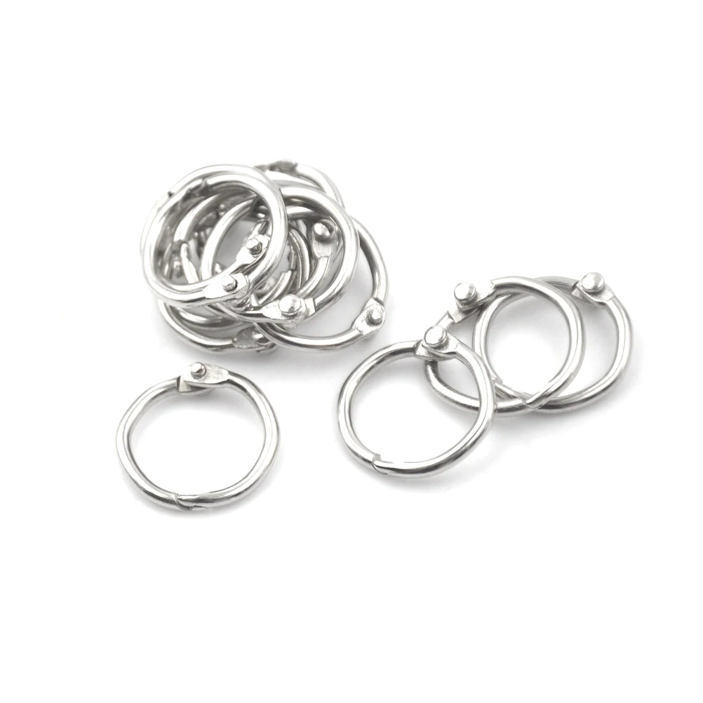 50Pcs Metal Ring Binder Staple Book Binder Albums Loose-leaf Book Hoops 15-80mm Loose Leaf Ring Keychain Office Binding Supplies