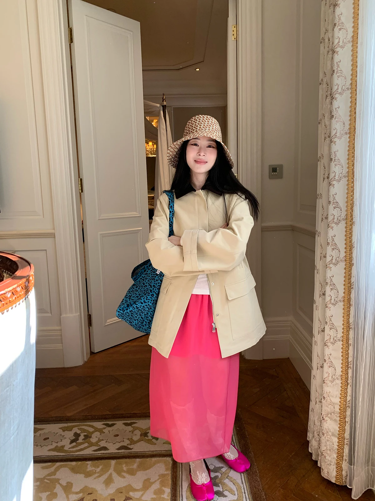 

Jenny's Journey Retro Workwear Sle Jaet Outerwear Versatile Spring Summer Cotton Long Sve Zipper Closure Color