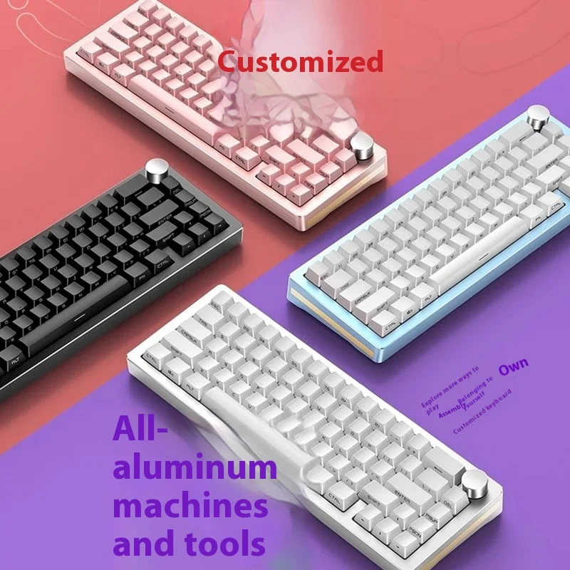 YOAINGO Aluminium Alloy Customized Mechanical Keyboard Kit Gasket Structure RGB Full Key Hot Swappable 65% Configuration Gift