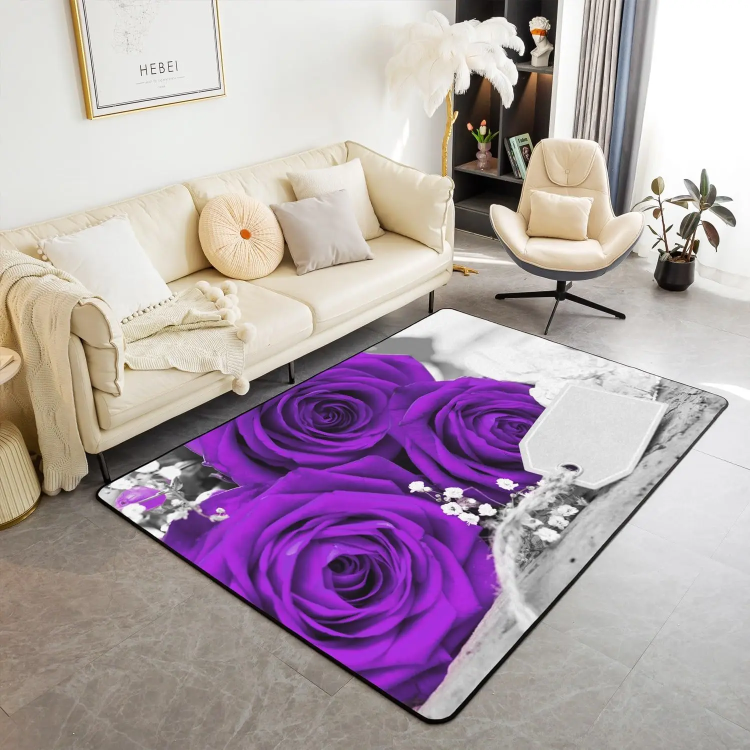 

Vikama 2025 цветок прямоугольный ковер петля ворс противоскользящая земляная подушка для гостиной диван журнальный столик спальня открытый домашний декор