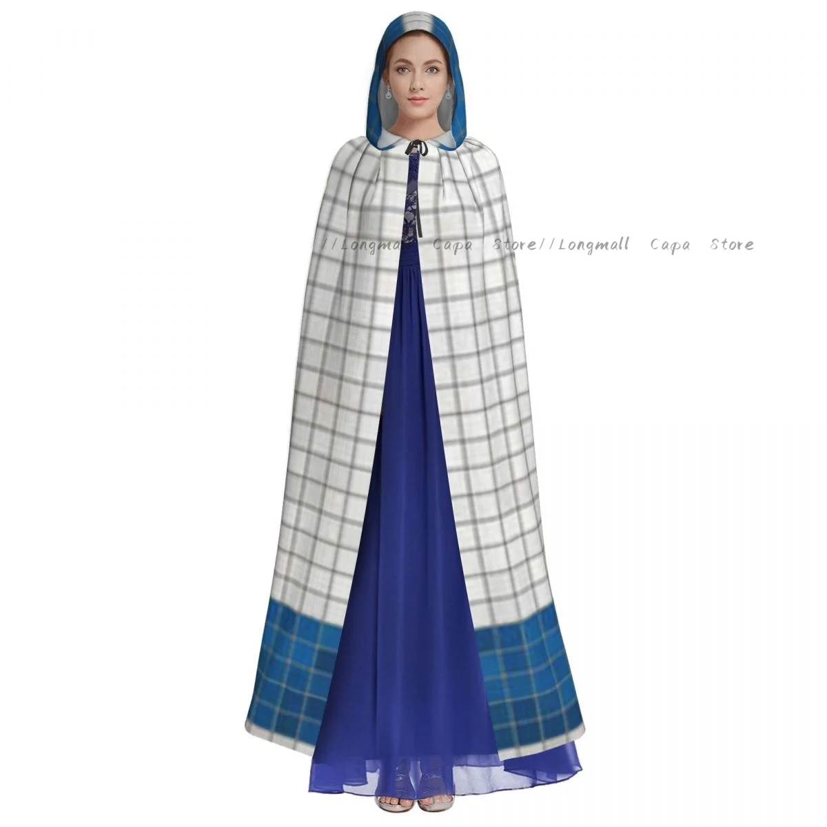 Abstract Mosaic Flag Of Israel Cloak Hooded Cosplay Costume Halloween Adult Long Party Cape