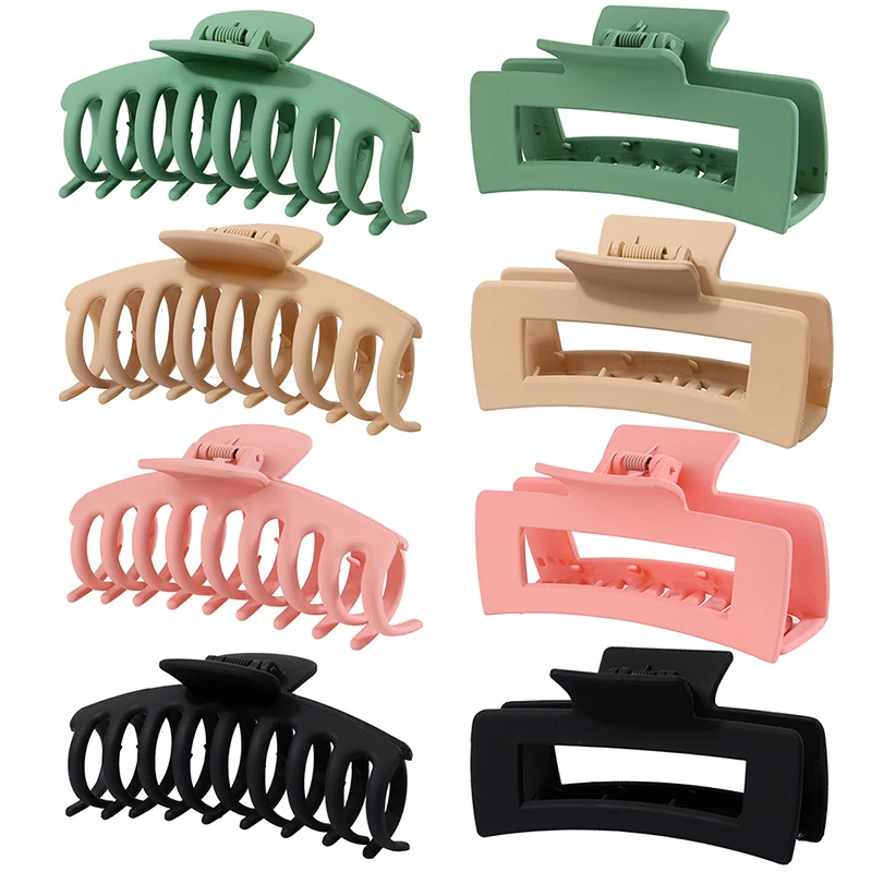 1PC Solid Color Frosted Grip Hair Claw Clip 11cm Girl Ponytail Claws Bath Clip Big Strong Hair Clips Nakrycia głowy Akcesoria do włosów