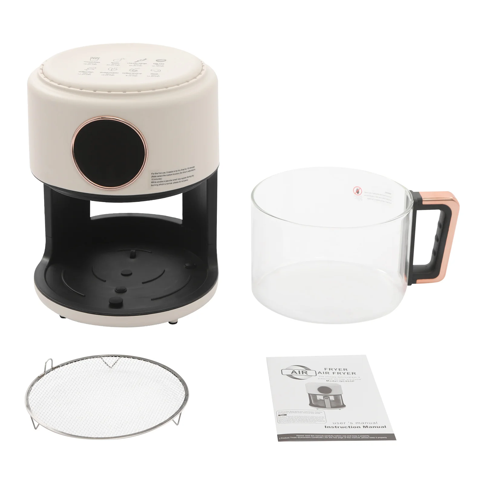 360 °   مقلاة هوائية قابلة للعرض، وضع 8 محدد مسبقًا بسعة 3.81 كيو تي للمنزل والمطبخ والمطعم والتجمع العائلي وكشك الطعام في النزهات الخارجية