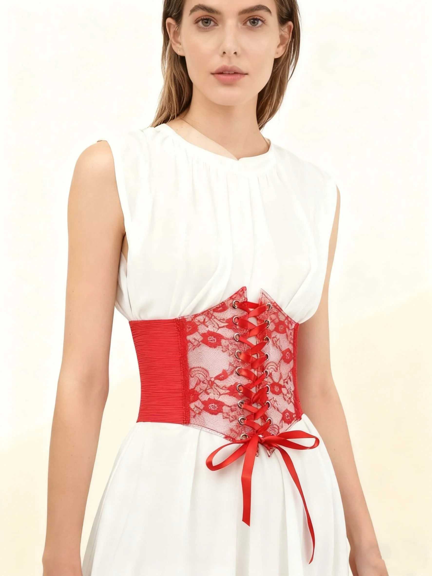 패셔너블한 여성용 레이스업 코르셋 벨트, 캐주얼 착용 및 특별한 경우에 적합한 레트로 스타일