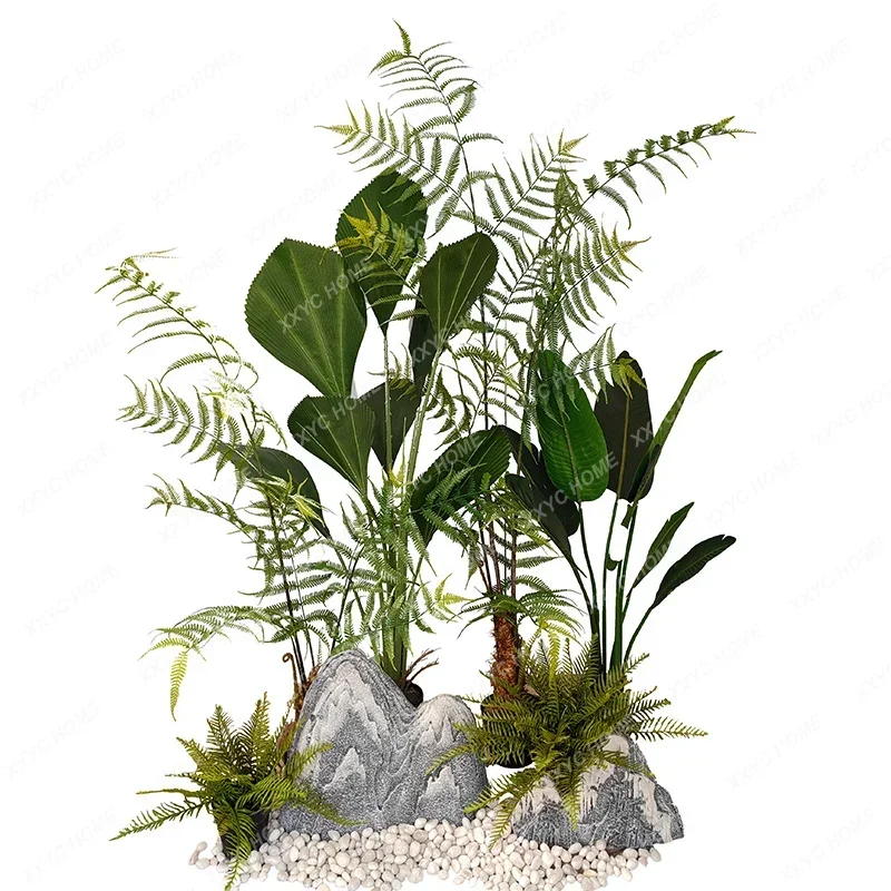 

Artificial Green Plant Landscape Tropical Areca Palm Bell Decoration Simulated Plants Landscape