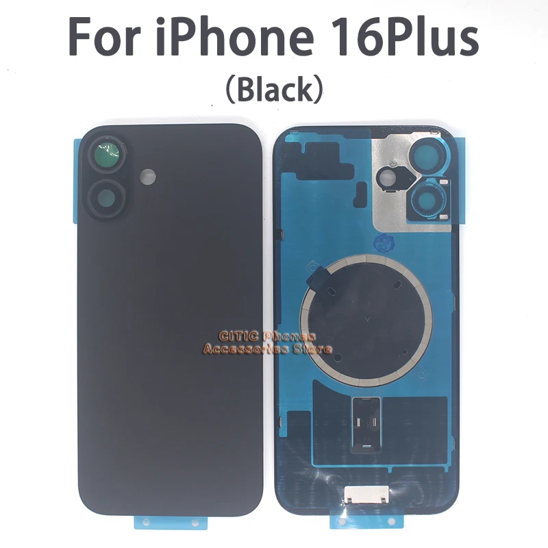 1Pcs-5Pcs （OEM）Back Glass With Steel Plate Replacement For iPhone 16 Plus Original Colour Rear Cover Glass With Magnet