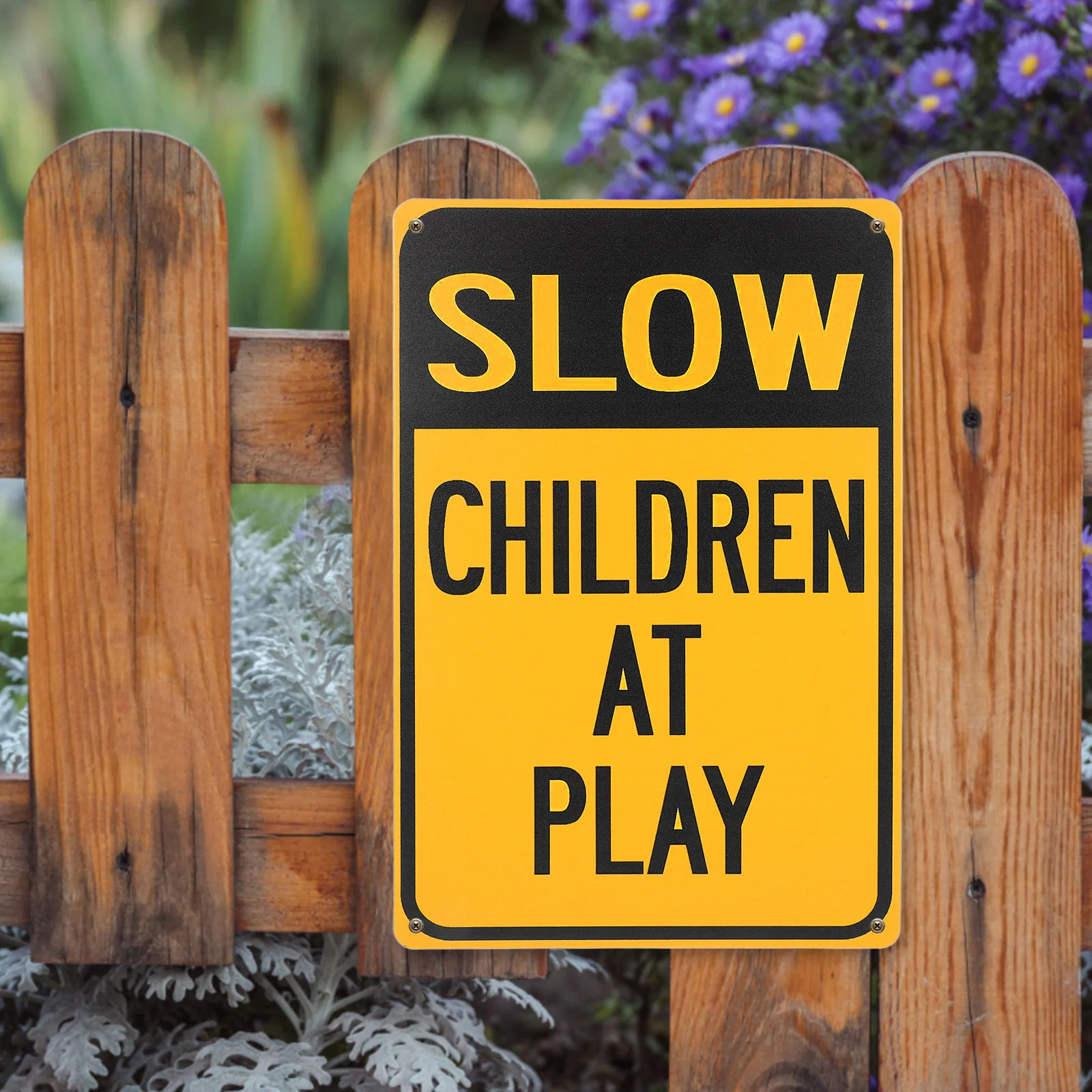 

2Pcs Safety Signs Slow Down Children At Play Iron Signs for Neighborhoods Streets Easy Installation Slow Down Sign