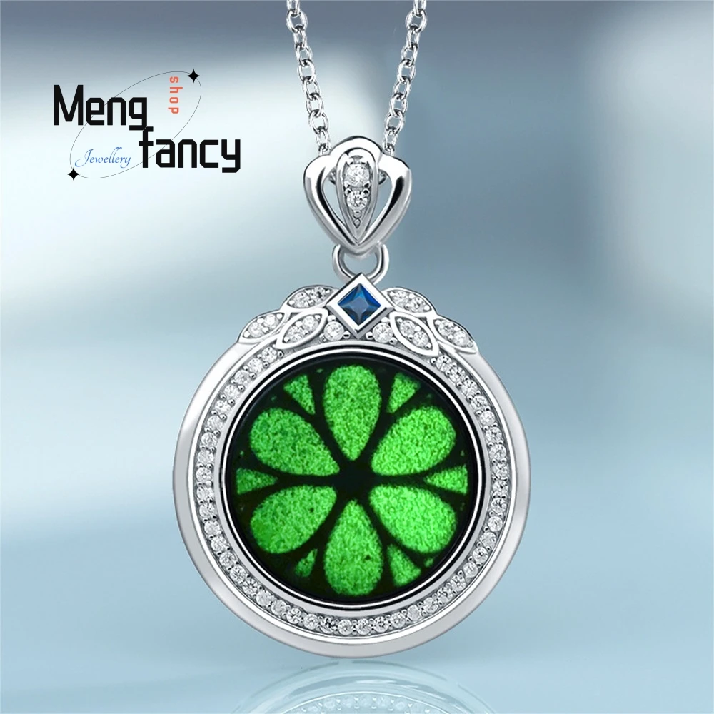 

S925 Silver Inlaid Natural Emerald A Goods Jade Nothing Brand Necklace Ice Jade Pendant Light Luxury Fashion Women Fine Jewelry
