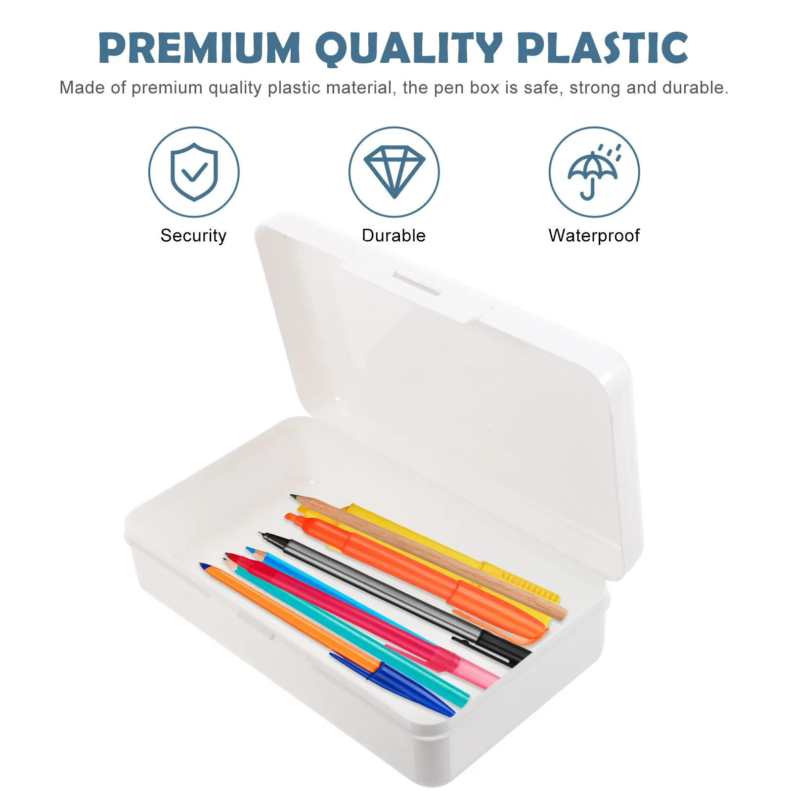 1Pcs Safe Sturdy Plastic Pencil Storage Box High Capacity Pen Case for Kids Students Teachers Drawing Writing Art Materials