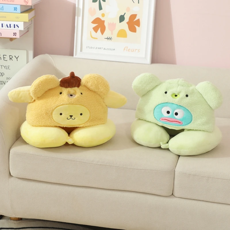 My Melody U-shaped Hooded Neck Pillow Cinnamoroll Kuromi Purin  Pochacco Travel Blackout Nap Pillow Office Pillow With Hat