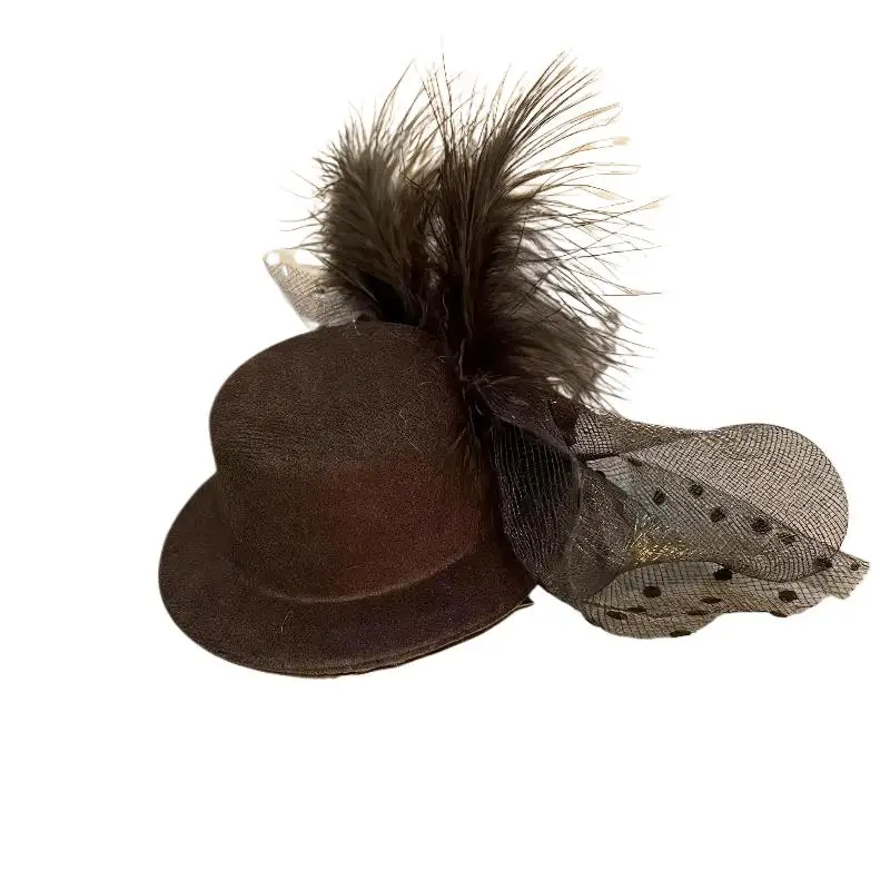 Black Pearl Flower Hair Clip Hat Artificial Mesh Pillbox For Women Elegant Formal Hat Jewelry Accessories - Image 5