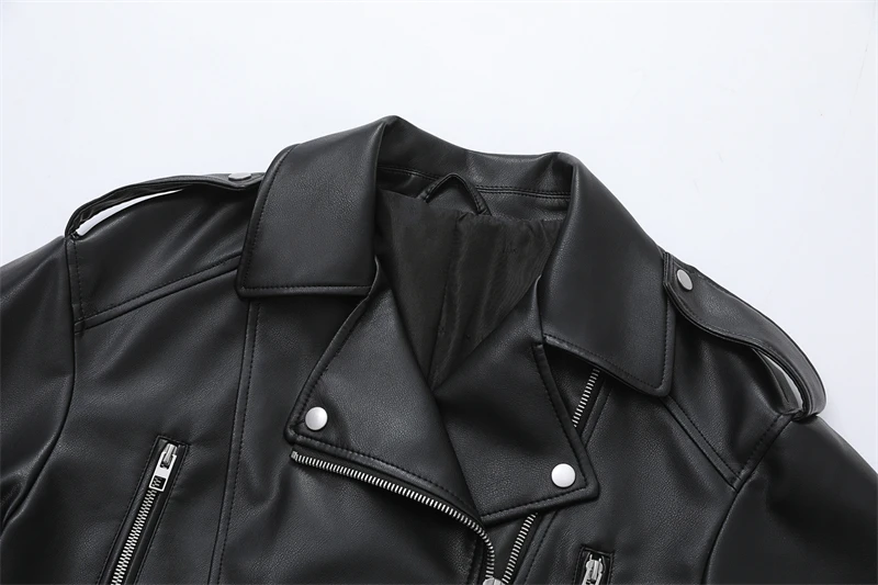 ZVRI\'s new wash made old vintage leather jacket with belt Short jacket with zipper lapel vintage jacket