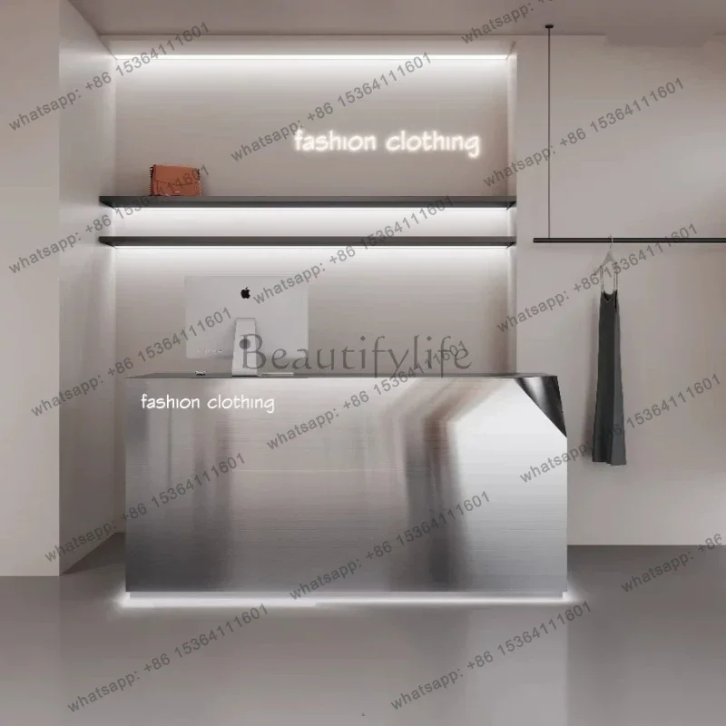LSItalian Minimalist Stainless Steel Cashier Desks Nordic Creative Clothing Store Cafe Bar Office Furniture Escritorios FYRD