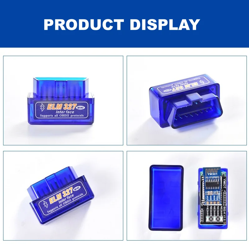 Wireless Mini ELM327 Obd2 V1.5 Scanner per auto Codice errore trasparente Doppio PCB Strumenti diagnostici per auto Ultima versione B02 Bluetooth 2.0 OBD