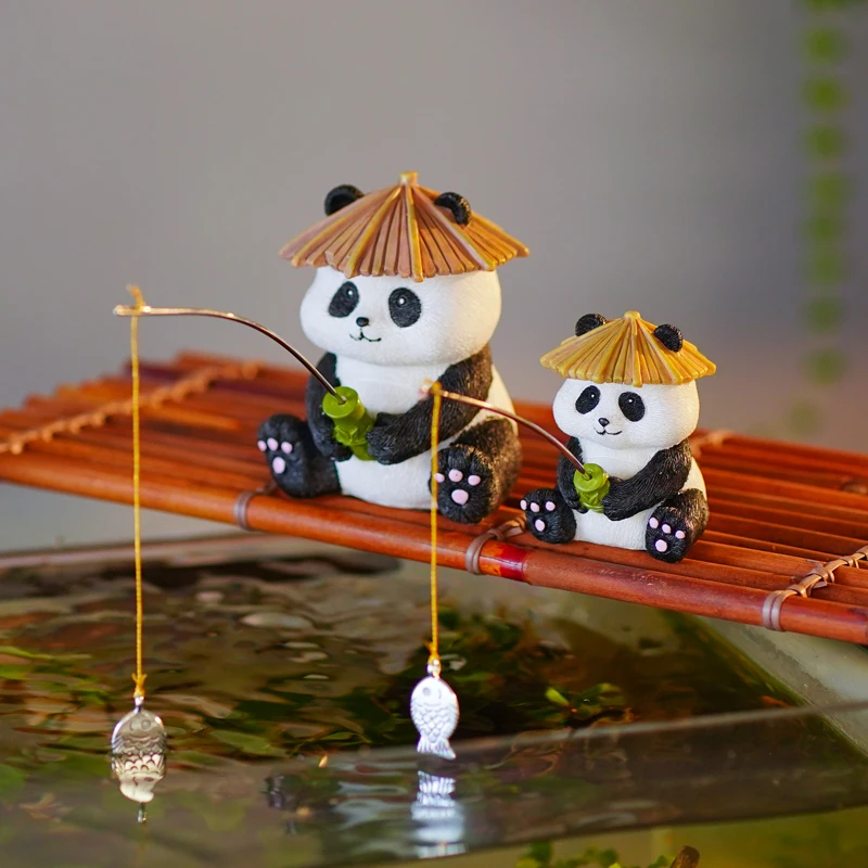 Ecological Panda Fishing Decoration Ornaments, Chinese Rockery, Flowing Water, Fish Pond Landscaping