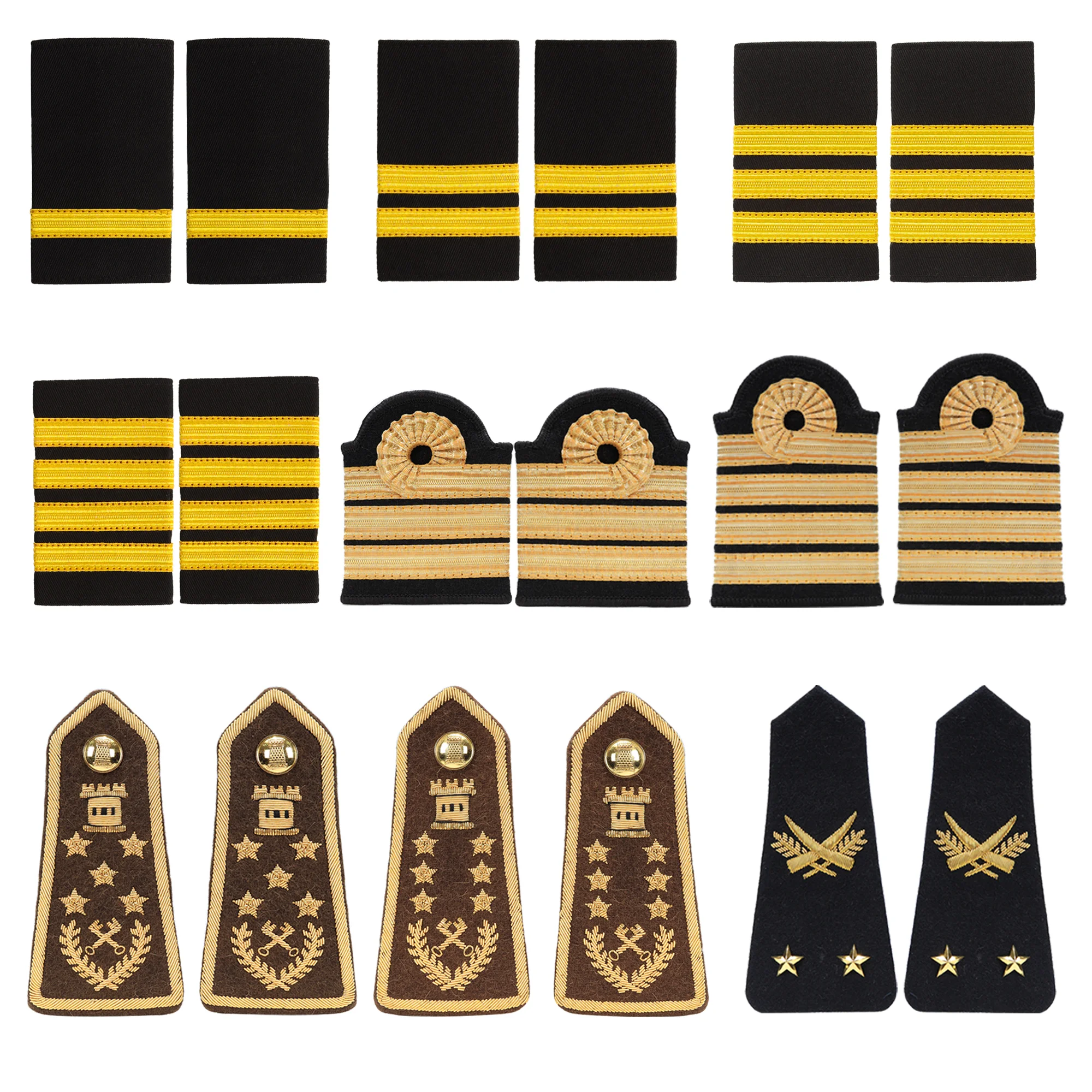 Professional Pilot Epaulettes Metal Wire Woven Shoulder Boards for Airline Captain Uniform