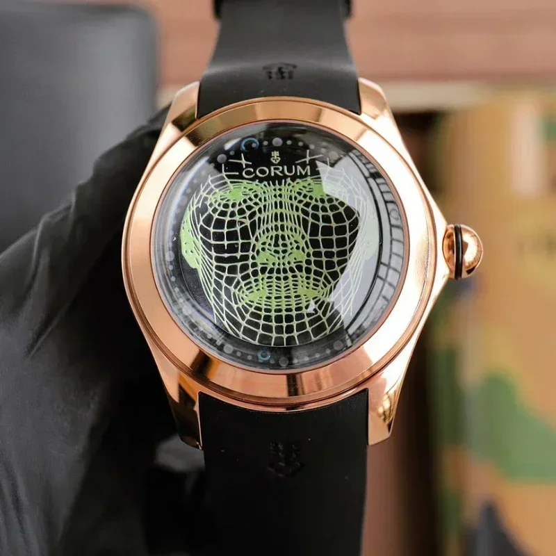 Reloj mecánico tourbillon flotante de la serie Bubble de 47mm, con perspectiva de dios a la moda e impermeable