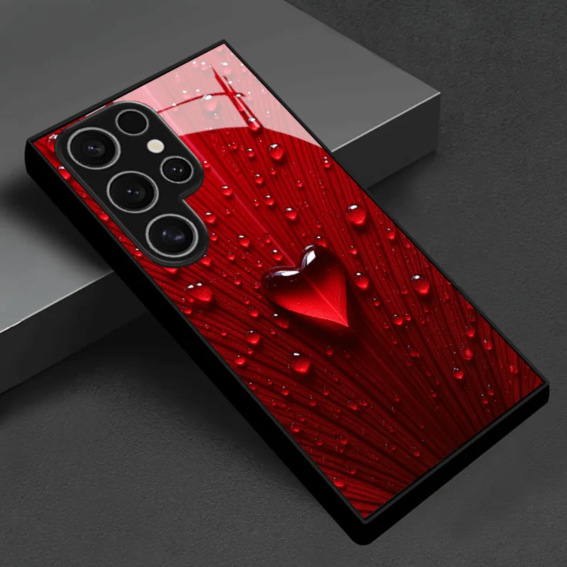 

Red Heart Water Drop Phone Case for Samsung Galaxy S26/S25/S24/S23/S22/S21 and other models back cover