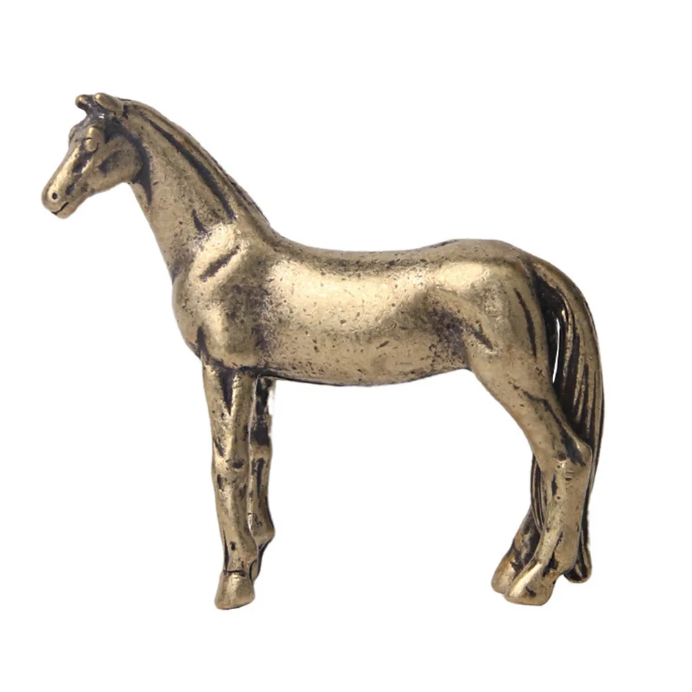

Exquisite Brass Horse Desktop Decor Fine Workmanship Vintage Style Solid Brass Craft Unique Horse Shape Adornment Home